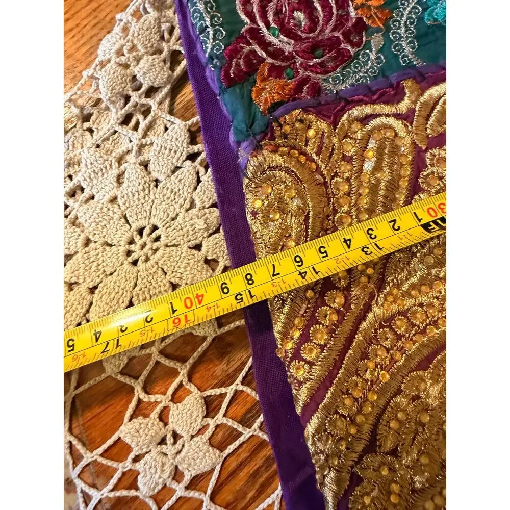 Handmade Set of 3 Heavy Embroidered Patchwork Renaissance material tablerunner